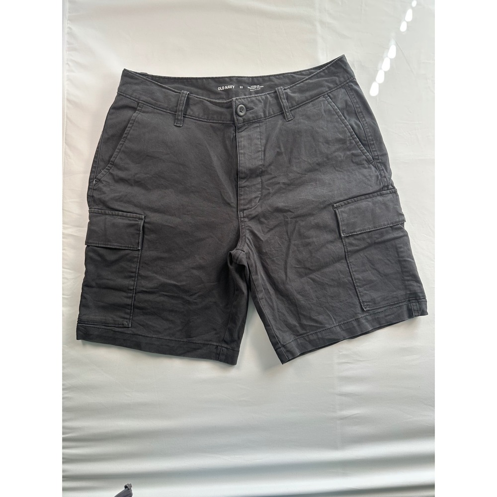 Old Navy Mens 32 Lived-In Straight Cargo Shorts Built-In Flex Dark Grey 9 Inseam